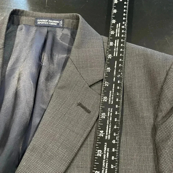 Nautica Wool Houndstooth Gray Two Button Double Vented Blazer Jacket Mens 42S - Picture 10 of 12